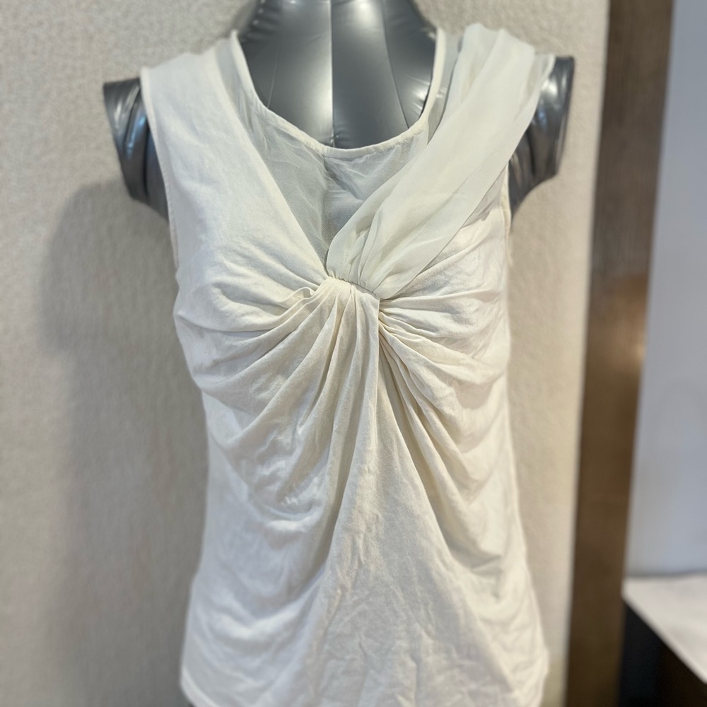Ann Taylor Ivory Twist-Front Sleeveless Tank